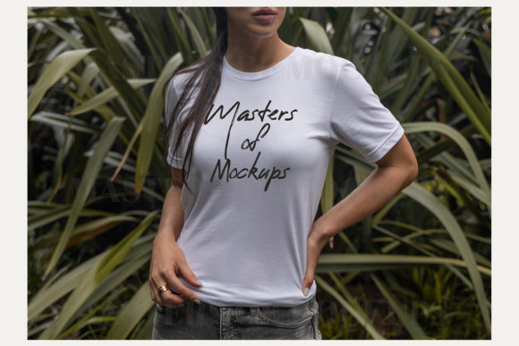 Download Free Bella Canvas T Shirt Mockup Model Plants PSD Mockup Template