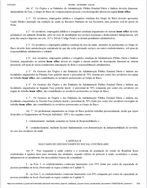 Novo decreto mantém Porto Velho e outras 11 cidades na Fase 1 e determina toque de recolher das 21h às 6h 26 Novo decreto mantém Porto Velho e outras 11 cidades na Fase 1 e determina toque de recolher das 21h às 6h