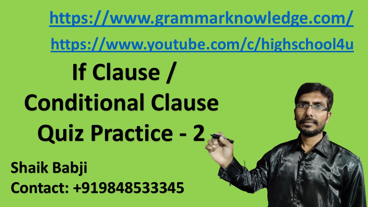 English Grammar If Clause Conditional Clause Quiz Practice 2 
