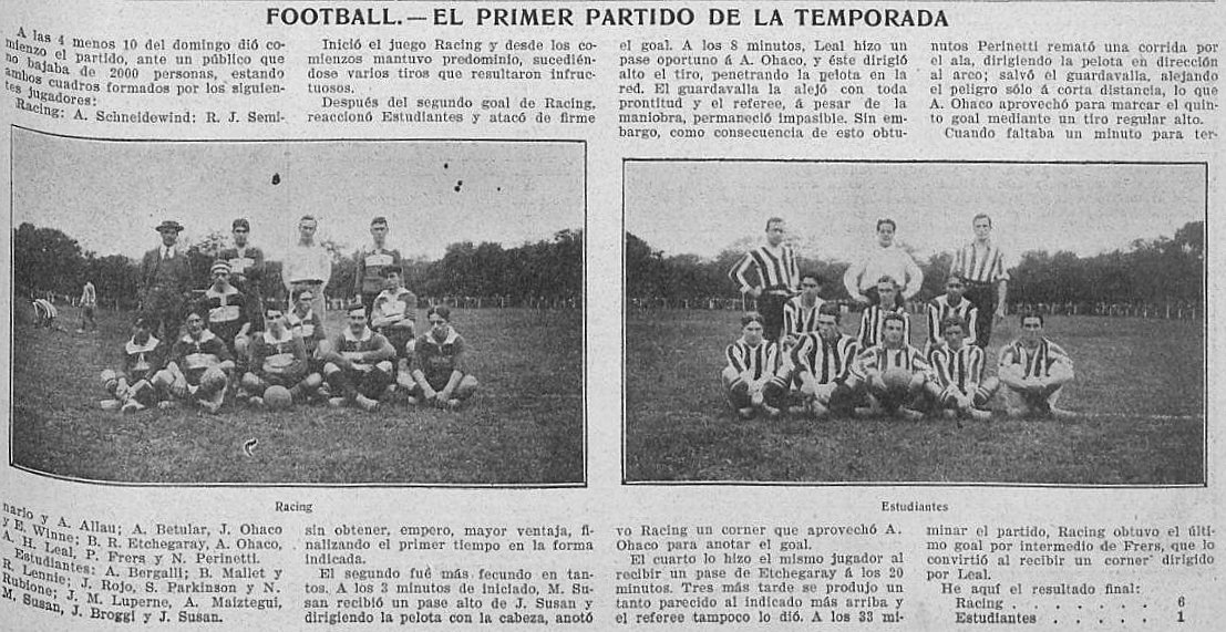 Estudiantes de Buenos Aires 1911 Amistoso Racing