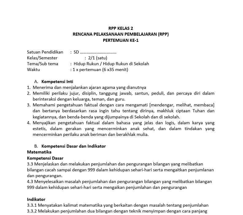 Download Rpp Tematik Kelas 2 Sd Tema Hidup Rukun Hidup Rukun Di Sekolah Pb 3 Semester 1 Terbaru Tahun 2019 Bilal Web Inspirasimilenial