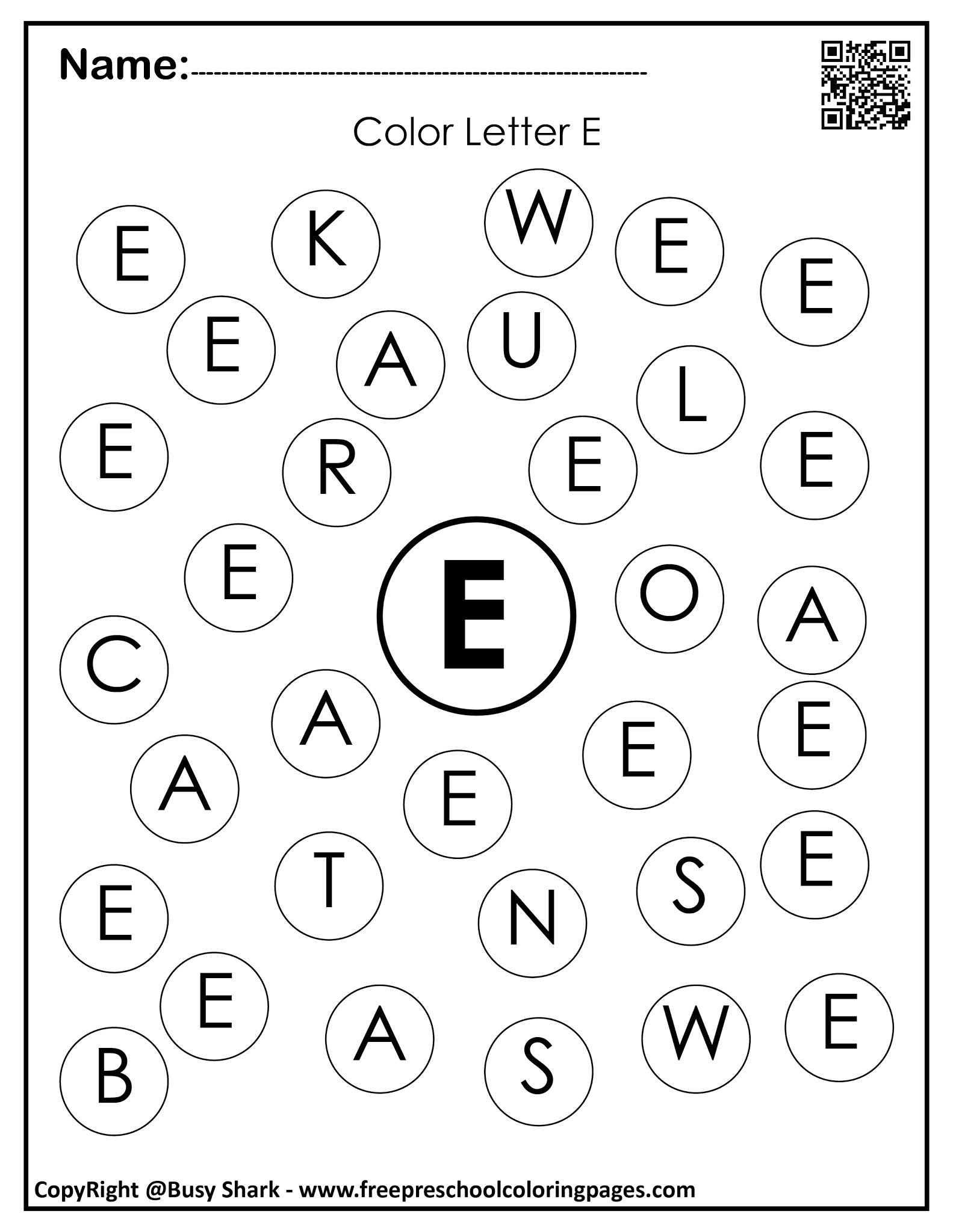 Alphabet Lore E free coloring page - Busy Shark