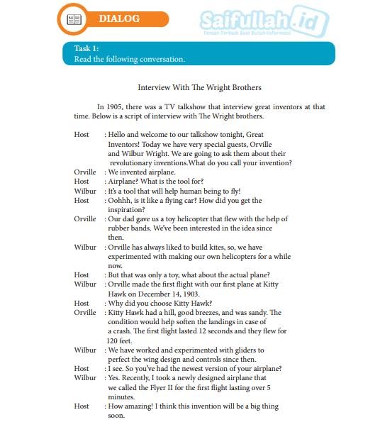 Terjemahan Teks Dialog Chapter 7 Task 1 Hal 97 98 Kelas 10 Saifullah Id