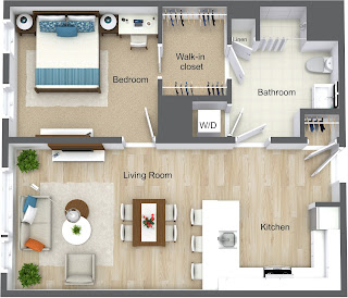 One bedroom apartment floor plan