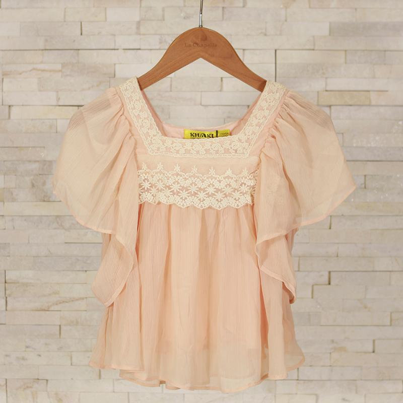 Áo Kiểu Lanh Cổ Phối Ren – Bé 3-13 tuổi – Thương Hiệu : Khaki 153671