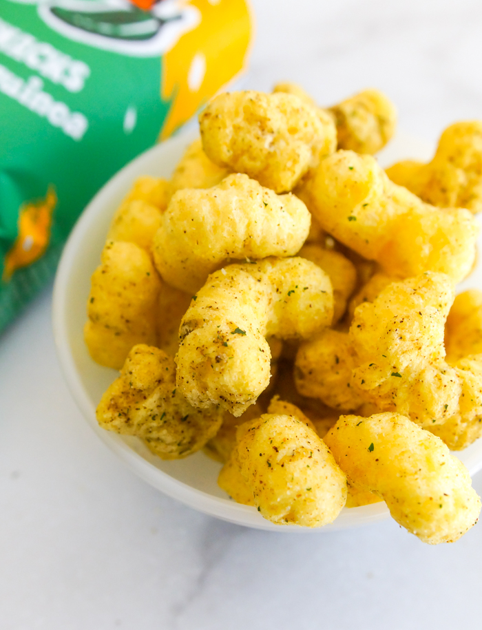 Sweet on Trader Joe's JalapenoSeasoned Corn and Rice Puffs Bake at 350°