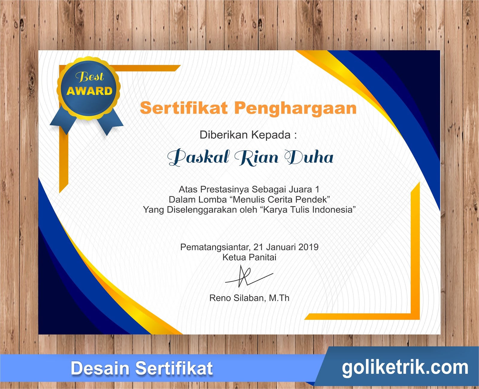 Sertifikat Seminar Kosong Dengan