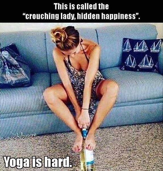 Funny yoga is hard - this is called the crouching lady, hidden happiness.