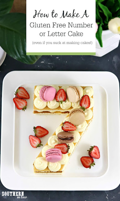 How to Make a Gluten Free Number Cake - Easy Cake Decorating Ideas and Simple Cake Hacks that Look Professional - Number 7 Cake Decorated with macarons, strawberries and frosting