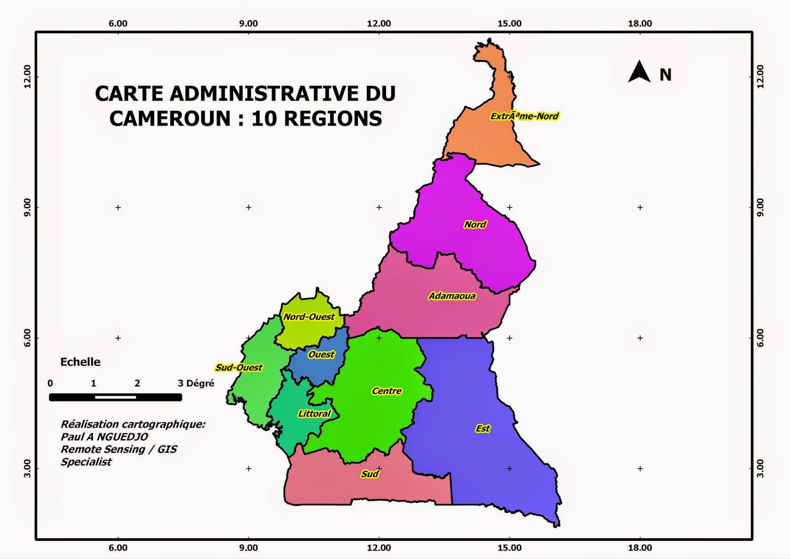 Cameroon administrative card / Carte Administrative du cameroun (Régions)