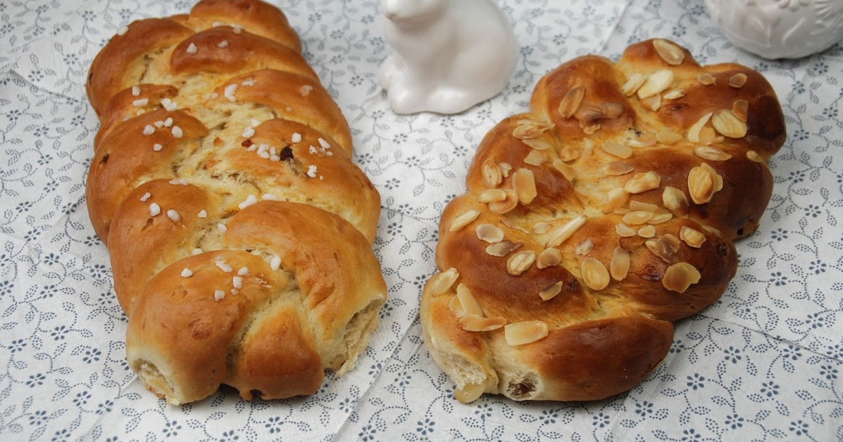 rührseelig: Osterzopf mit Rosinen und Mandeln