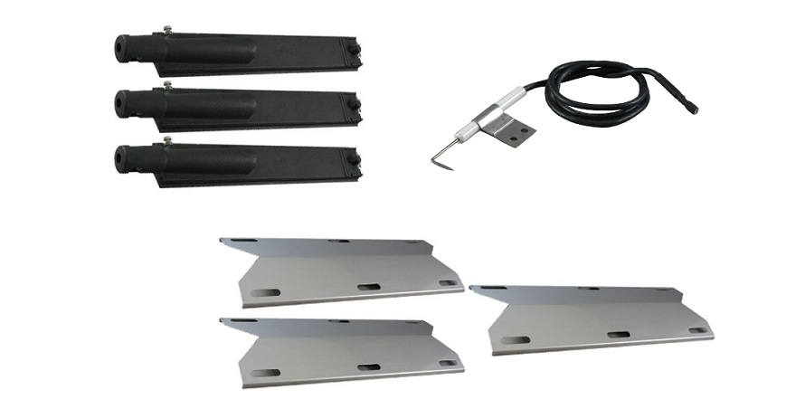 Criditpid 3-Burner Grill Replacement Kit For Jenn-Air – Stainless Steel Grates, Heat Plates & Cast Iron Burners
