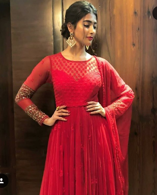 Actress Pooja Hegde Latest Hot Pics In Red Dress 69