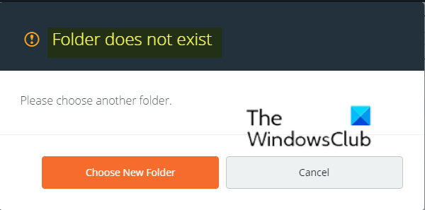 Folder nie istnieje — błąd pochodzenia