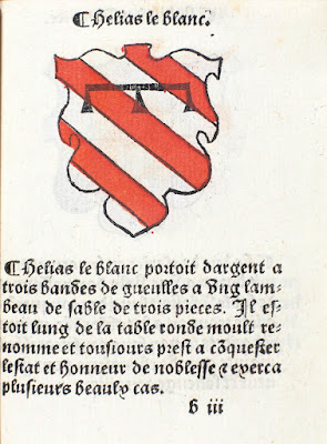 manuscrit français : La devise des armes des chevaliers de la Table ronde - éditeur/imprimeur : F. Regnault - date : 1525 - cote R 11434 - page/feuillet : F.b3r - Bibliothèque de Rennes - Les Champs Libres.