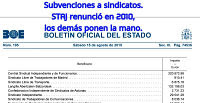 SUBVENCIONES A SINDICATOS OTORGADAS EN 2018