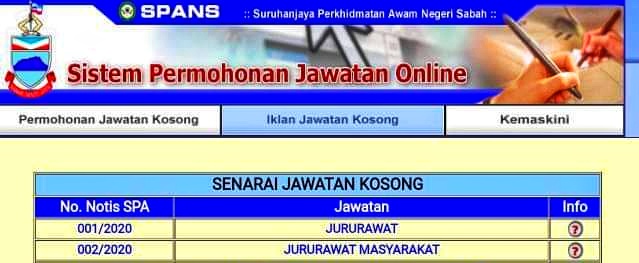 Iklan Jawatan Kosong Suruhanjaya Perkhidmatan Awam Sabah / Job Vacancy