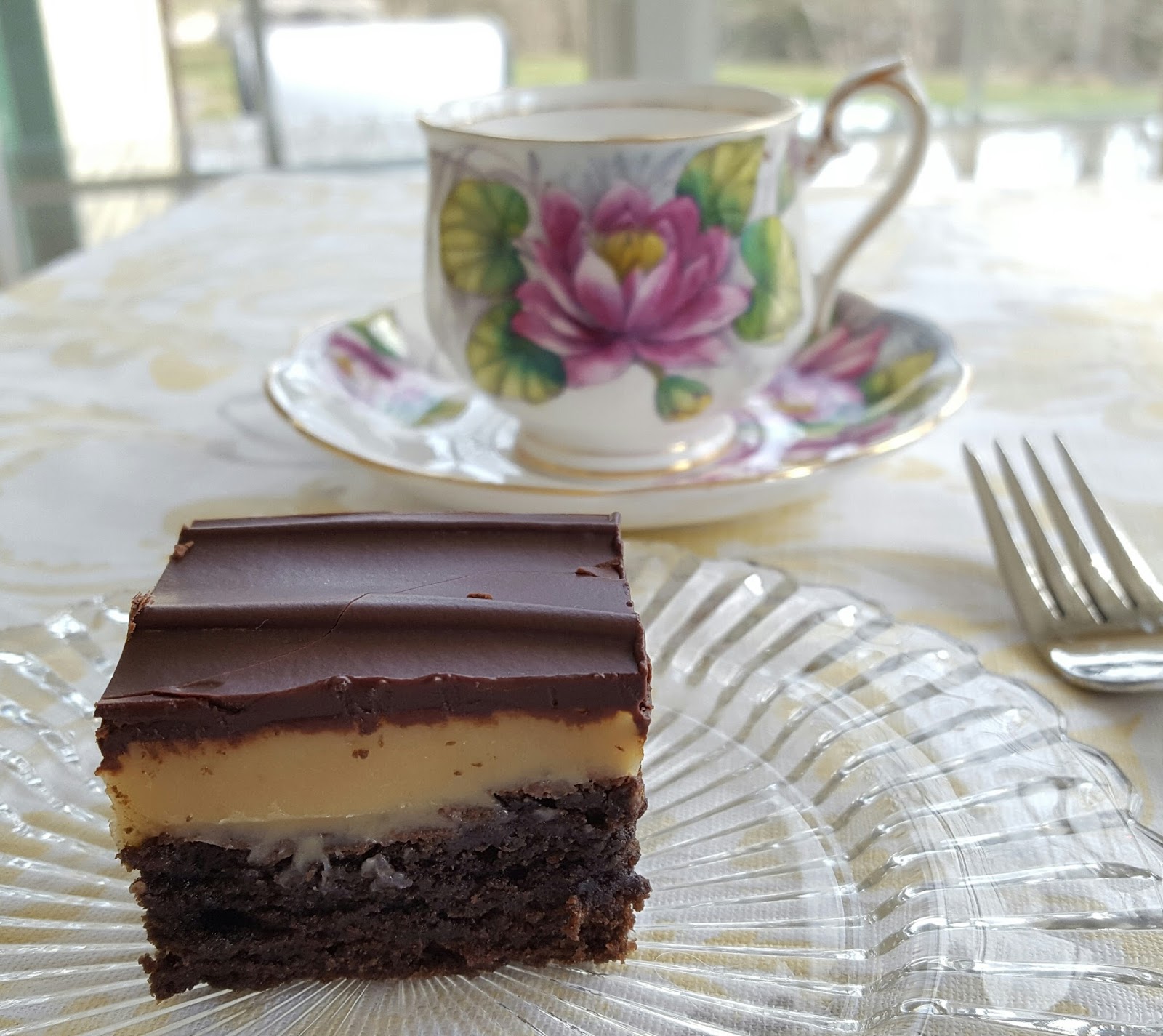 Caramel and Chocolate Ganache Topped Brownies