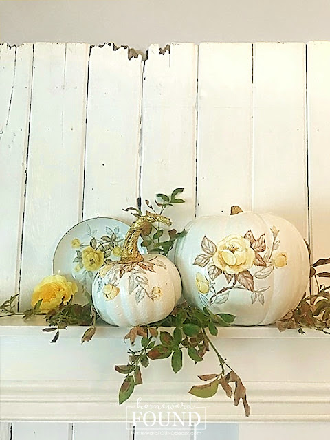 faux finish, farmhouse style, thrifted, diy decorating, Thanksgiving, pumpkins, fall, DIY, painting, boho style,neutrals, painting, colorful home,  garden art, fall, fall decorating, fall decor, pumpkins, pumpkin decor, pumpkin decorating, painted pumpkins, home decor, decorating, autumn decor, thanksgiving decor, thanksgiving, october decor, november decor, chinoiserie painted pumpkins, toile painted pumpkins, blue and white painted pumpkins, brown toile, neutral home decor, fall leaves, fall florals, fall trends 2021.