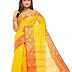 Yellow-red Party Wear Cotton Tant Saree