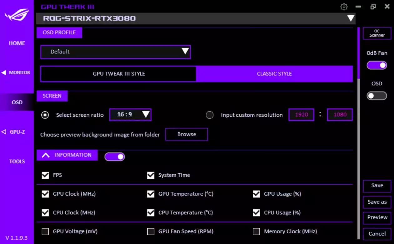 ASUS GPU Tweak III OSD ASUS GPU Tweak III OSD