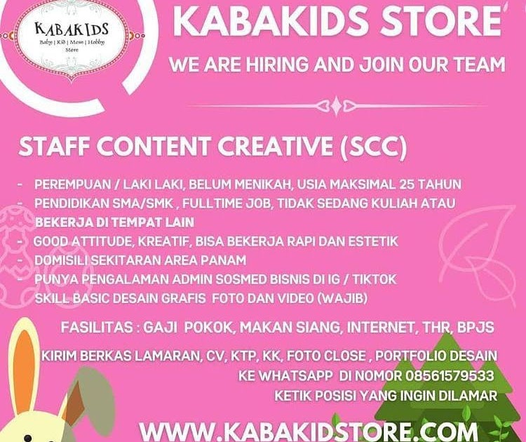 Lowongan Kerja Content Creative KABAKIDS STORE Mei 2021 - Karir Riau