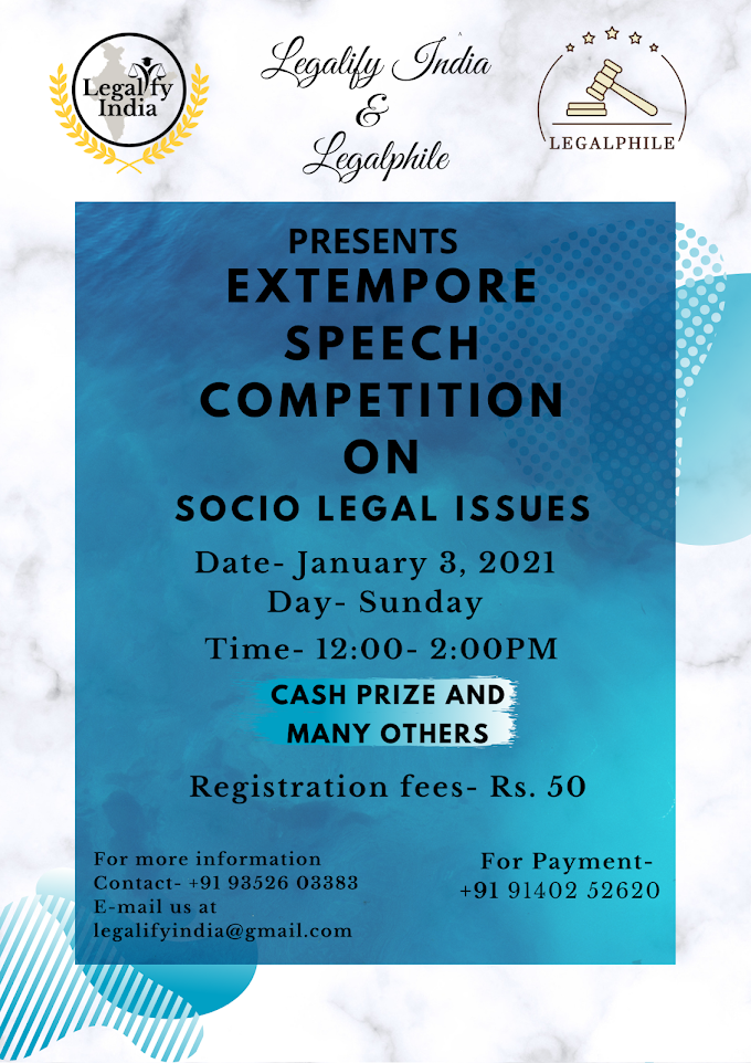 Legalify India & Legalphile Presents Extempore Speech Competition on Socio Legal Issues