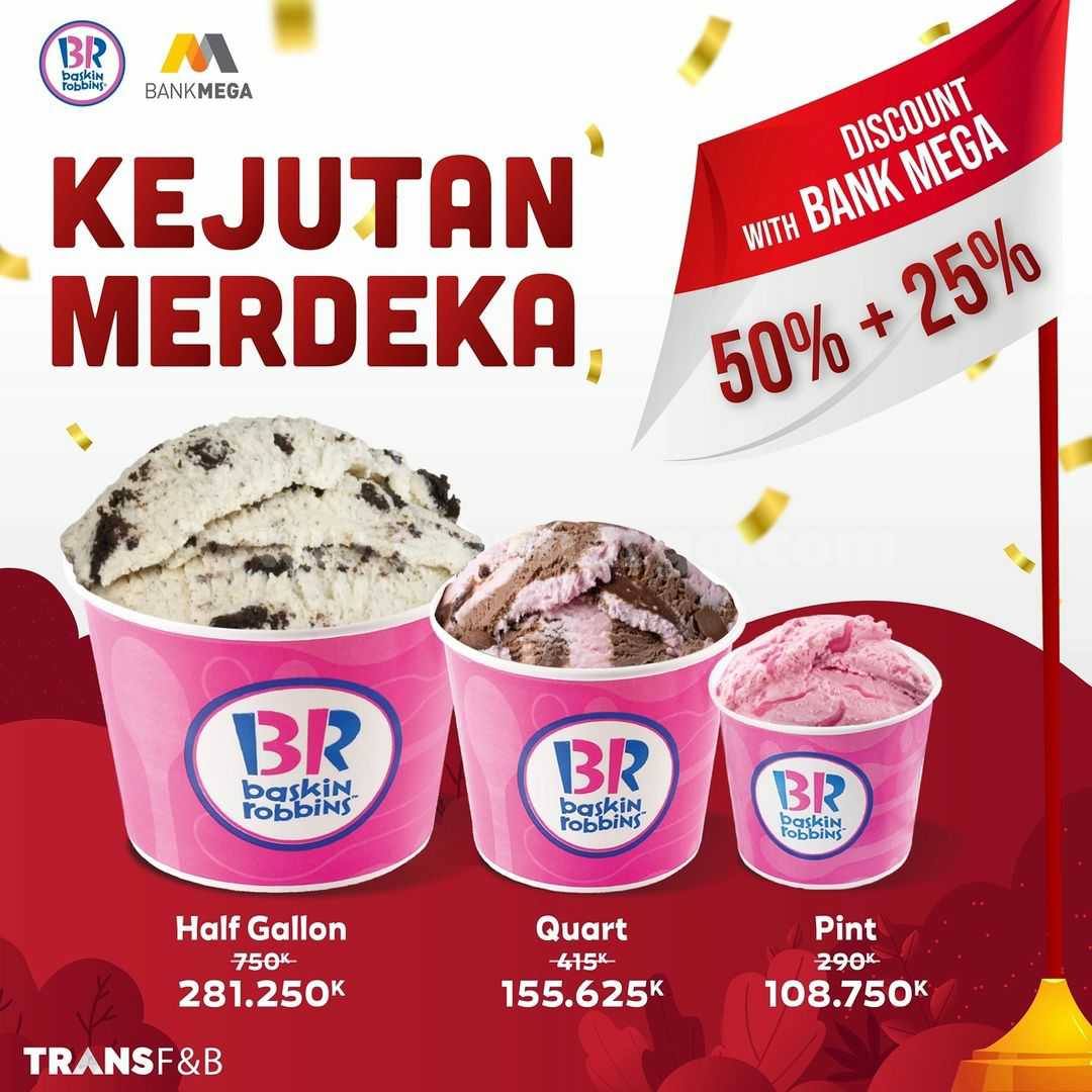 BASKIN ROBBINS Promo Diskon 50 + 25 dengan Kartu Kredit Bank MEGA