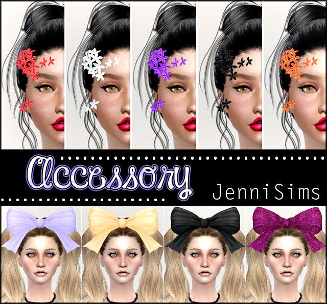 Jennisims Downloads Sims 4 Sets Of Accessory Flowers Bow Headband