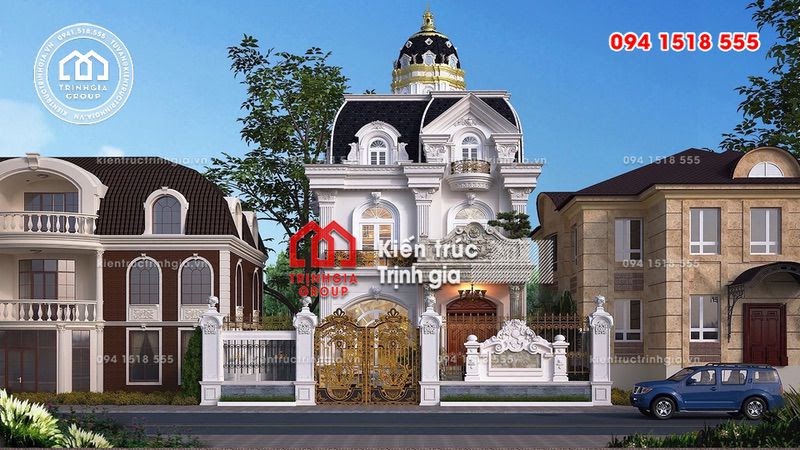 Mẫu thiết kế biệt thự Pháp với màu trắng sang trọng quý phái - Mã số BT2629 - Ảnh 1