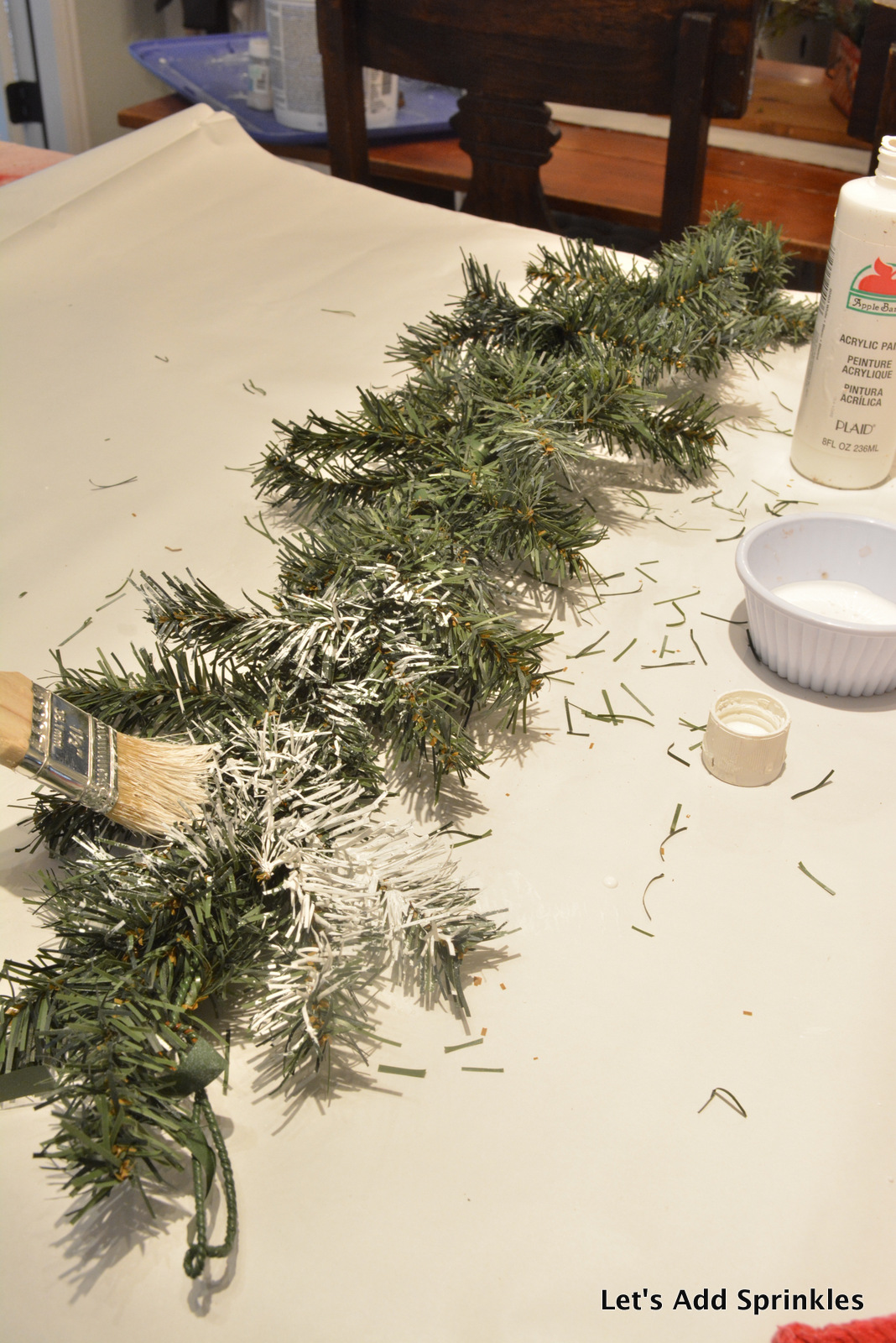 Let's Add Sprinkles Tutorial for Flocking Christmas Greenery