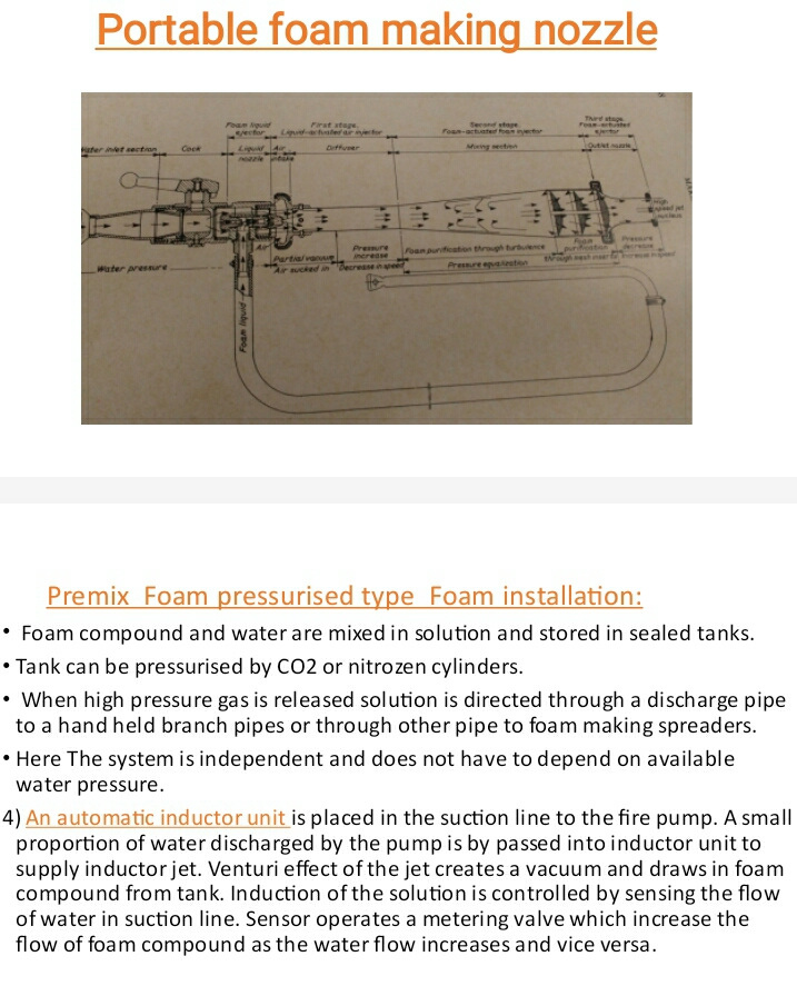 FIXED FOAM INSTALLATION use of foam based on expansion ratio , self contained pressurised type