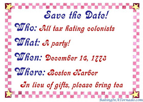 Boston Tea Party Save the Date. History, Repeat Yourself: What some of the more famous moments in our history would have been like with today’s technology.  | Graphic property of www.BakingInATornado.com | #humor #funny