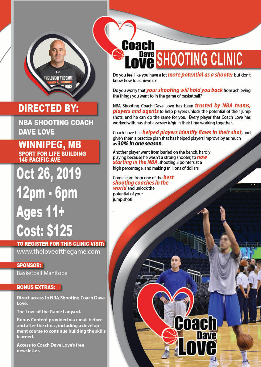 REMINDER NBA Shooting Coach Dave Love in Winnipeg Sat Oct 26 for