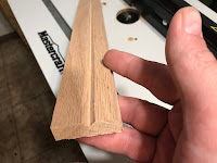 Groove cut in oak strip 
