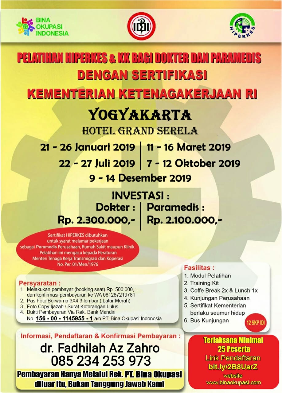 Pelatihan Hiperkes Surabaya Tahun 2019 Untuk Dokter Dan