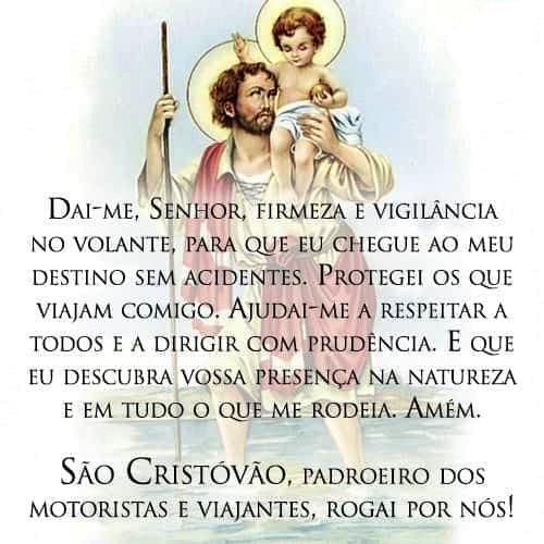 Oração quotidiana a São Cristóvão. Santo celebrado no dia 25 de julho, padroeiro dos motoristas de qualquer meio de transporte.