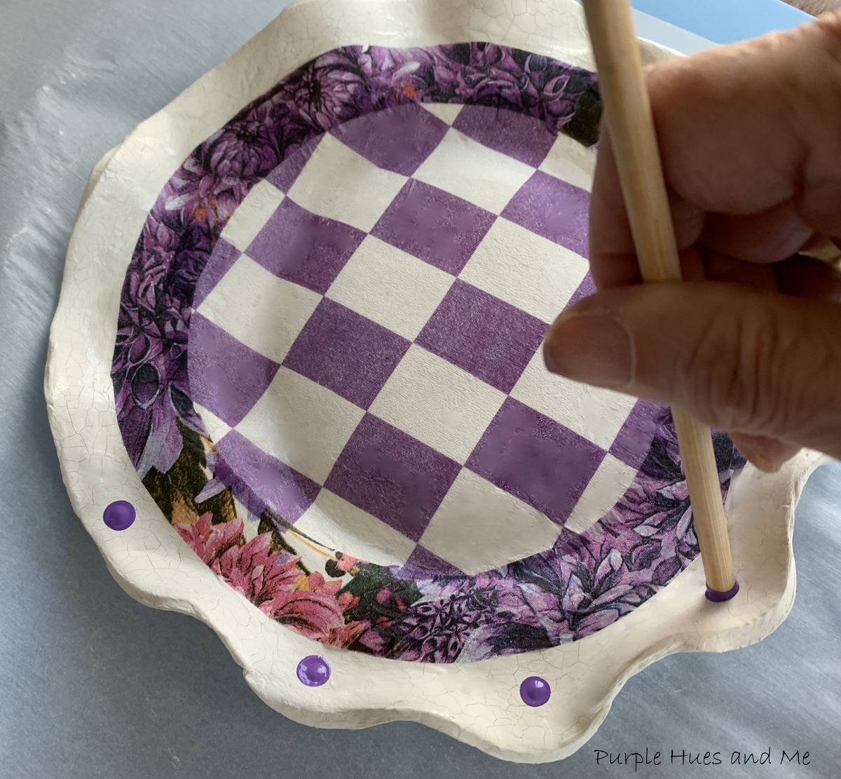 Purple Hues and Me: Decoupage Air Dry Clay Scalloped Edge Dish