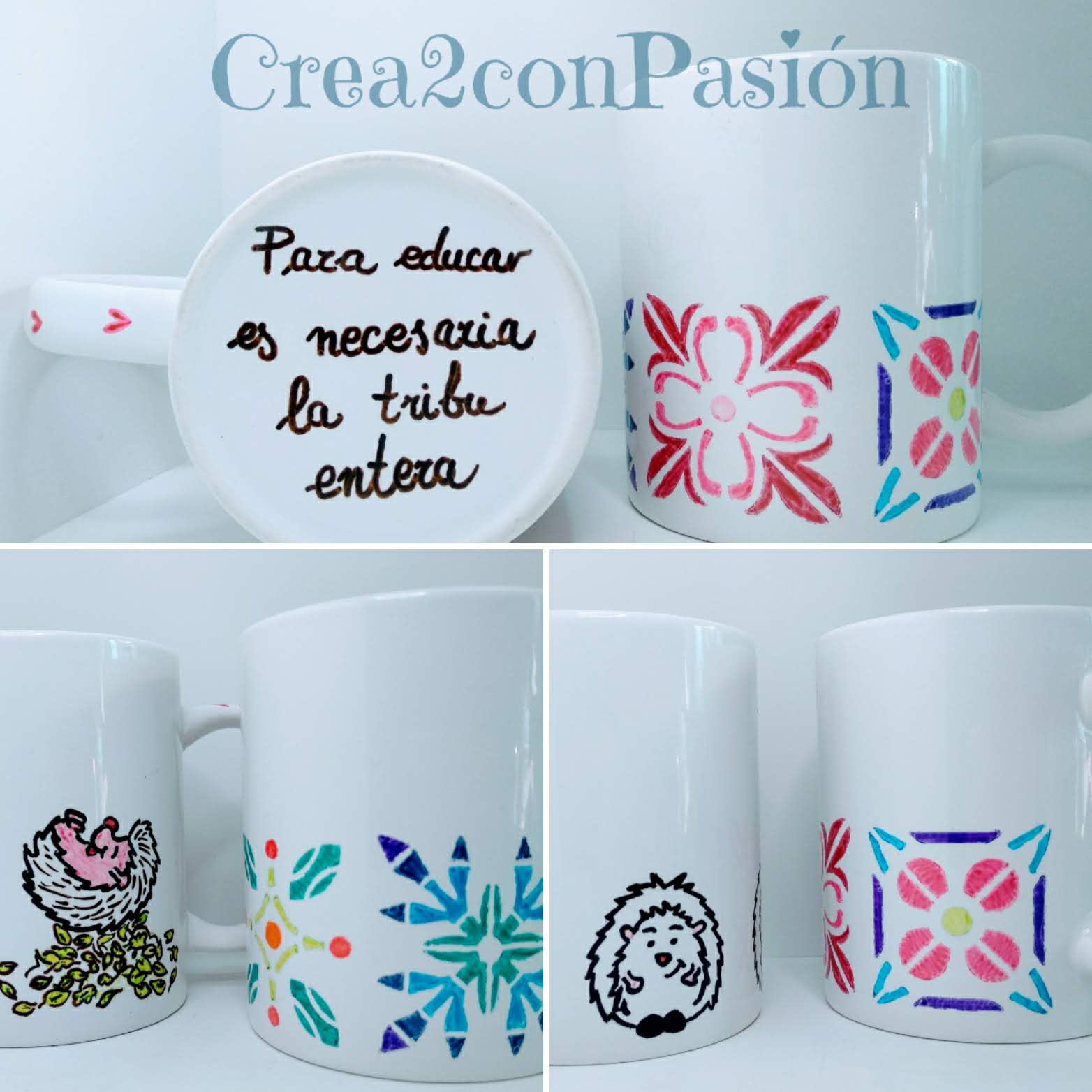 Crea2 Con Pasión: DIY, dos formas de pintar tazas sin dibujar