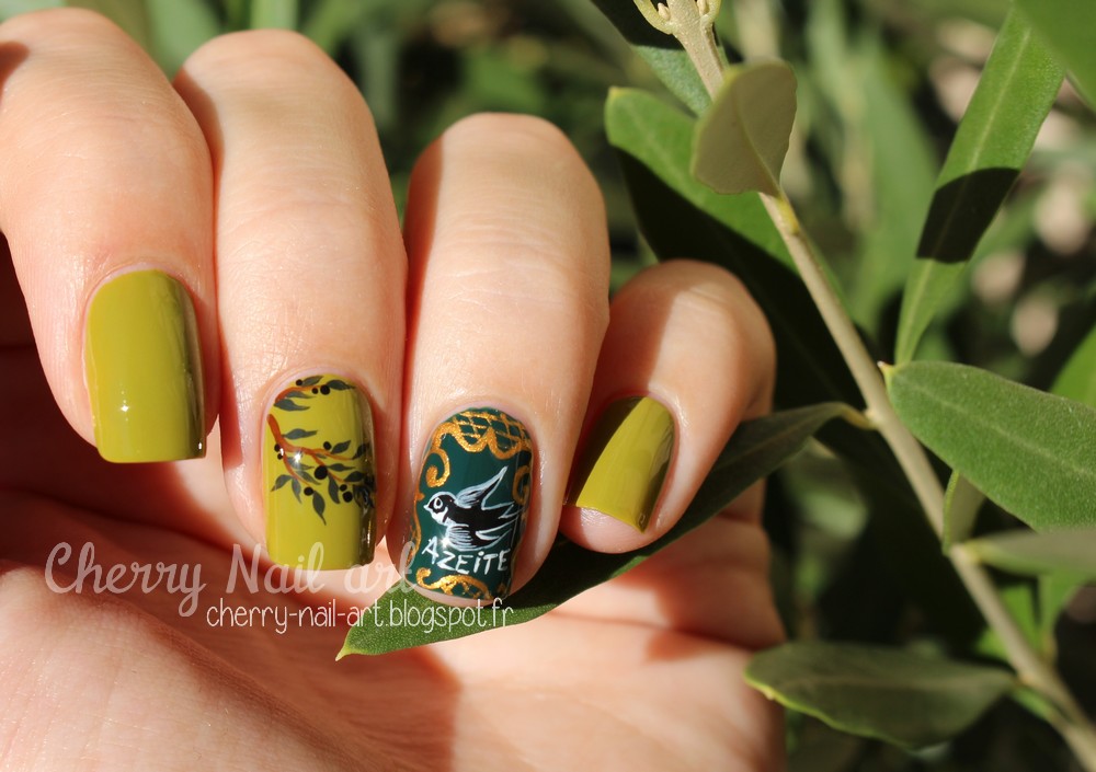 nail art nature provencal olive