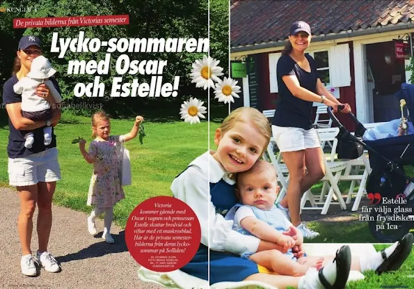Crown Princess Victoria, Princess Estelle and Prince Oscar of Sweden during the summer holiday at the royal summer residence Solliden in the island of Öland.