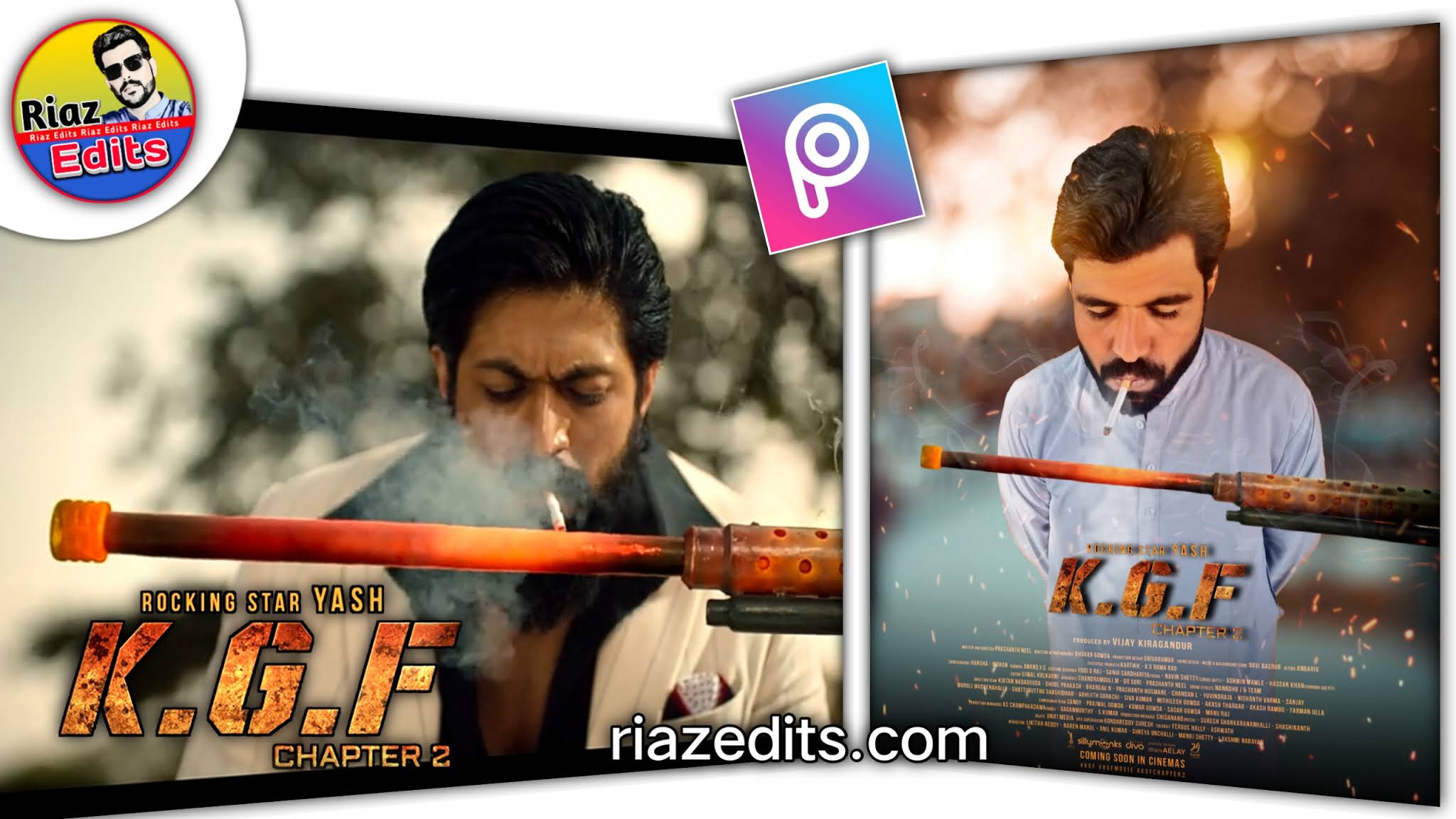 KGF 2 Movie Poster Photo Editing Tutorial in Picsart Background & Png