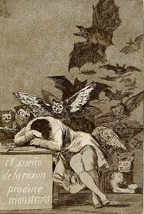 O sono da razão produz monstros, pintura de Francisco Goya. #PraCegoVer