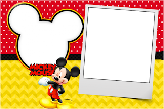 Mickey in Yellow, Zigzag and Red Background: Free Printable Invitations ...