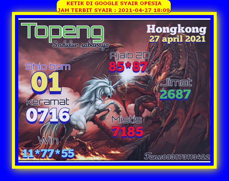 Syair Hk Hari Ini Selasa 27 April 2021 Opesia Official