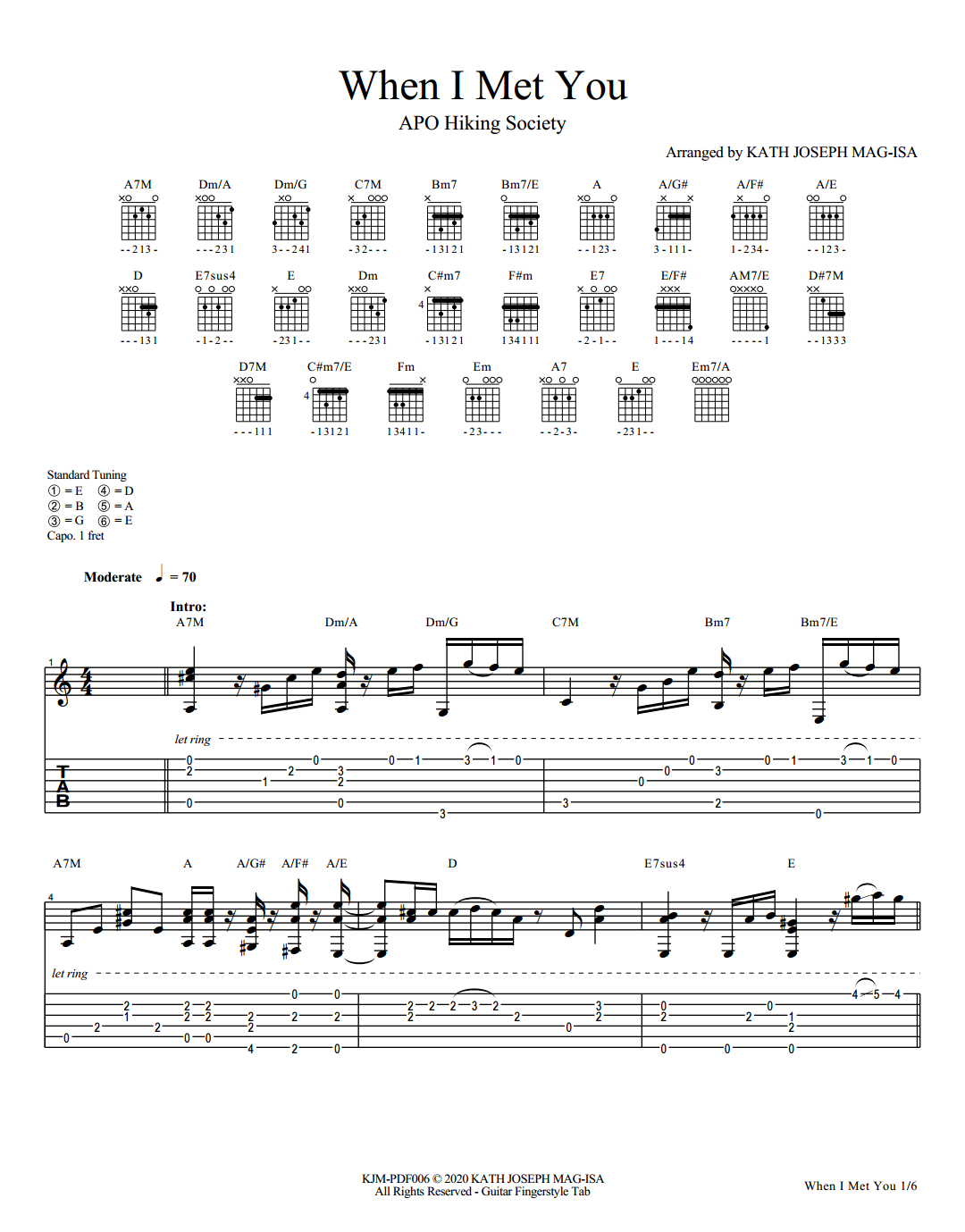 When I Met You Guitar Fingerstyle Tabs Guitar Fingerstyle Tabs on Screen