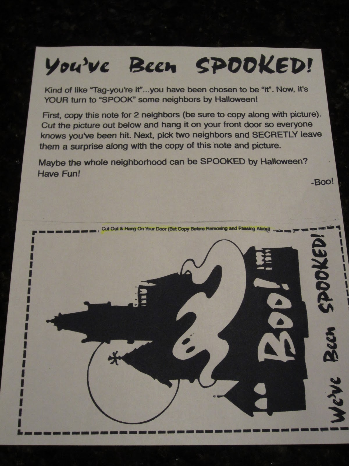 Instructions on how to spook your neighbors