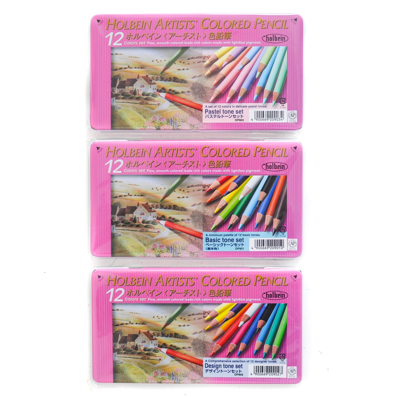 Holbein Colored Pencils, 12 Pastel Tones, 12 Basic Tones, 12 Design