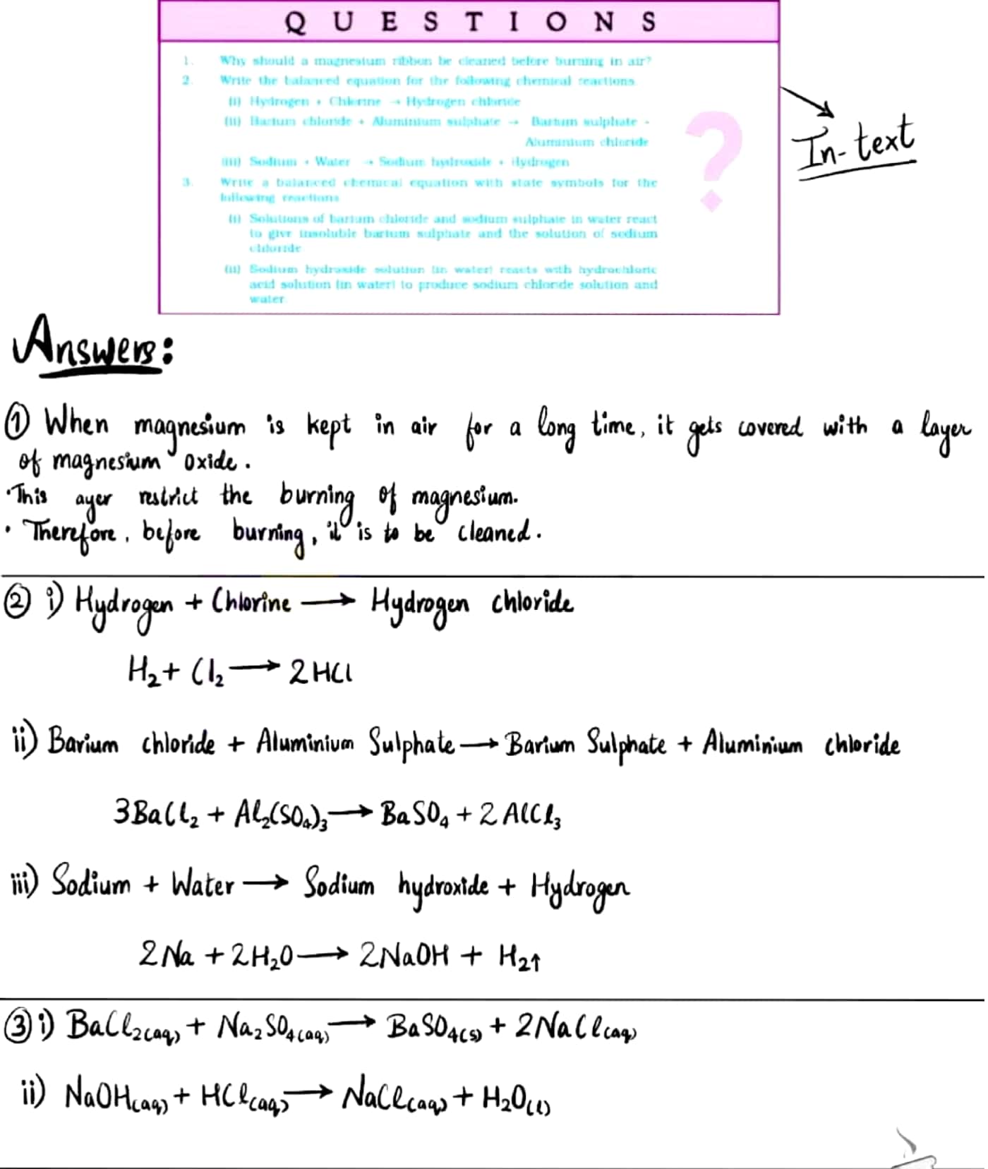 case study questions in chemical reactions and equations