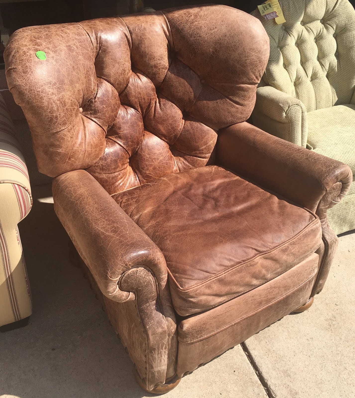 Uhuru Furniture & Collectibles Distressed Leather Recliner 175 SOLD